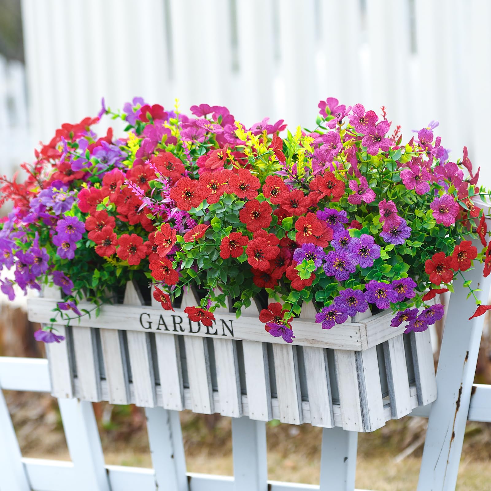 24 Bundles Artificial Faux UV Resistant Eucalyptus Violets Flowers(Mix 4 Colors) - Image 8