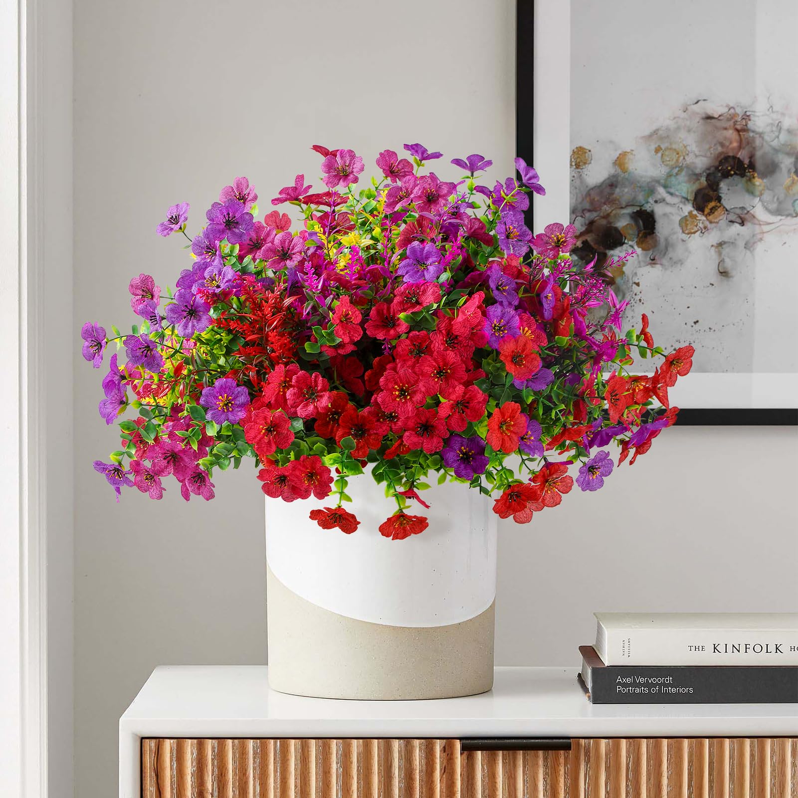 24 Bundles Artificial Faux UV Resistant Eucalyptus Violets Flowers(Mix 4 Colors) - Image 7