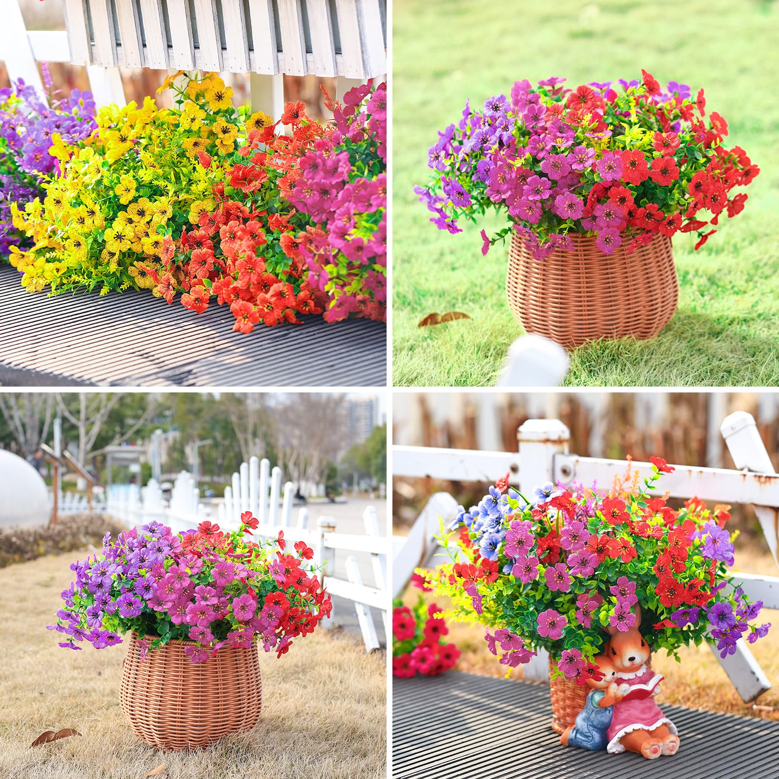 24 Bundles Artificial Faux UV Resistant Eucalyptus Violets Flowers(Mix 4 Colors) - Image 6