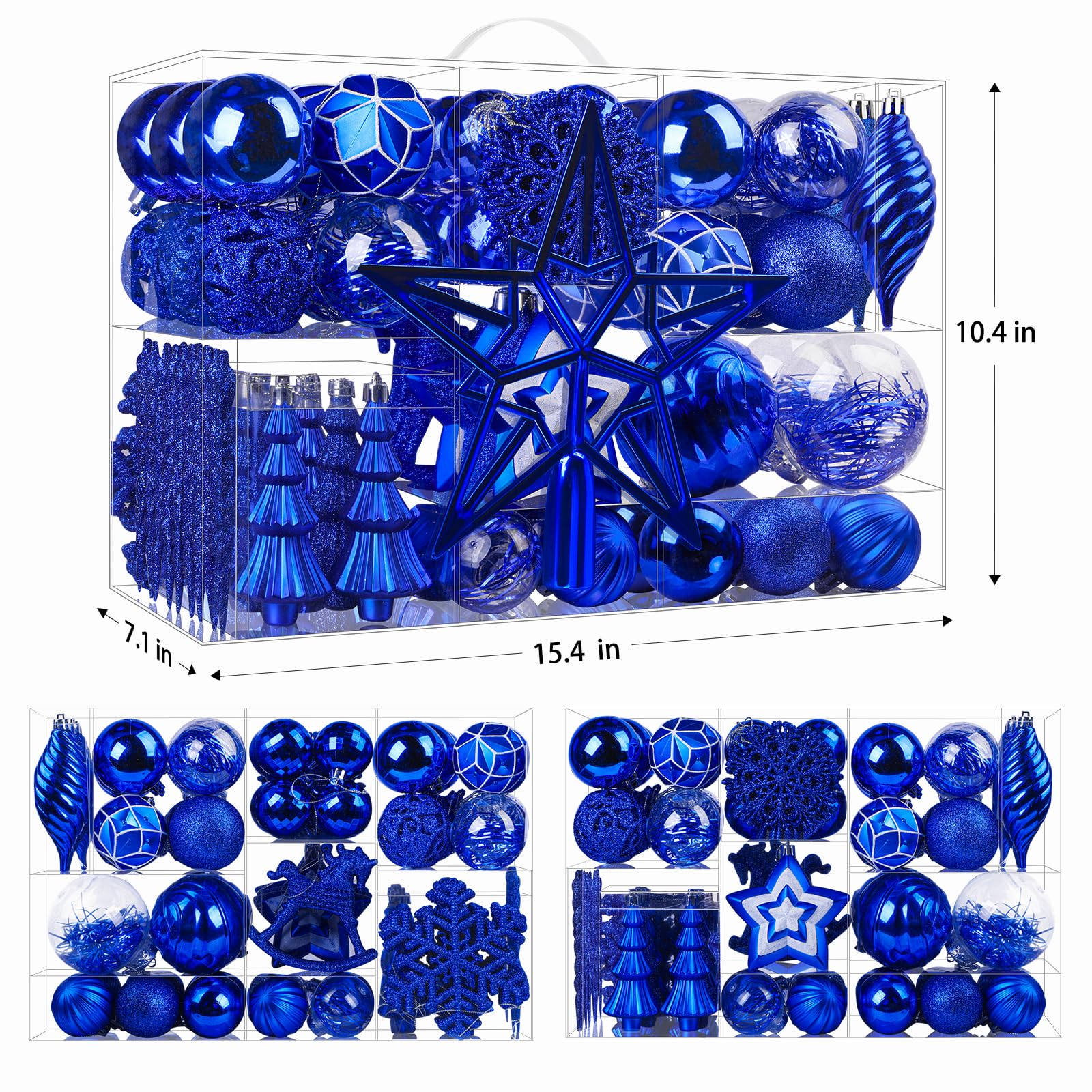 100pcs Blue Christmas Tree Decorations Ornaments Set - Image 2