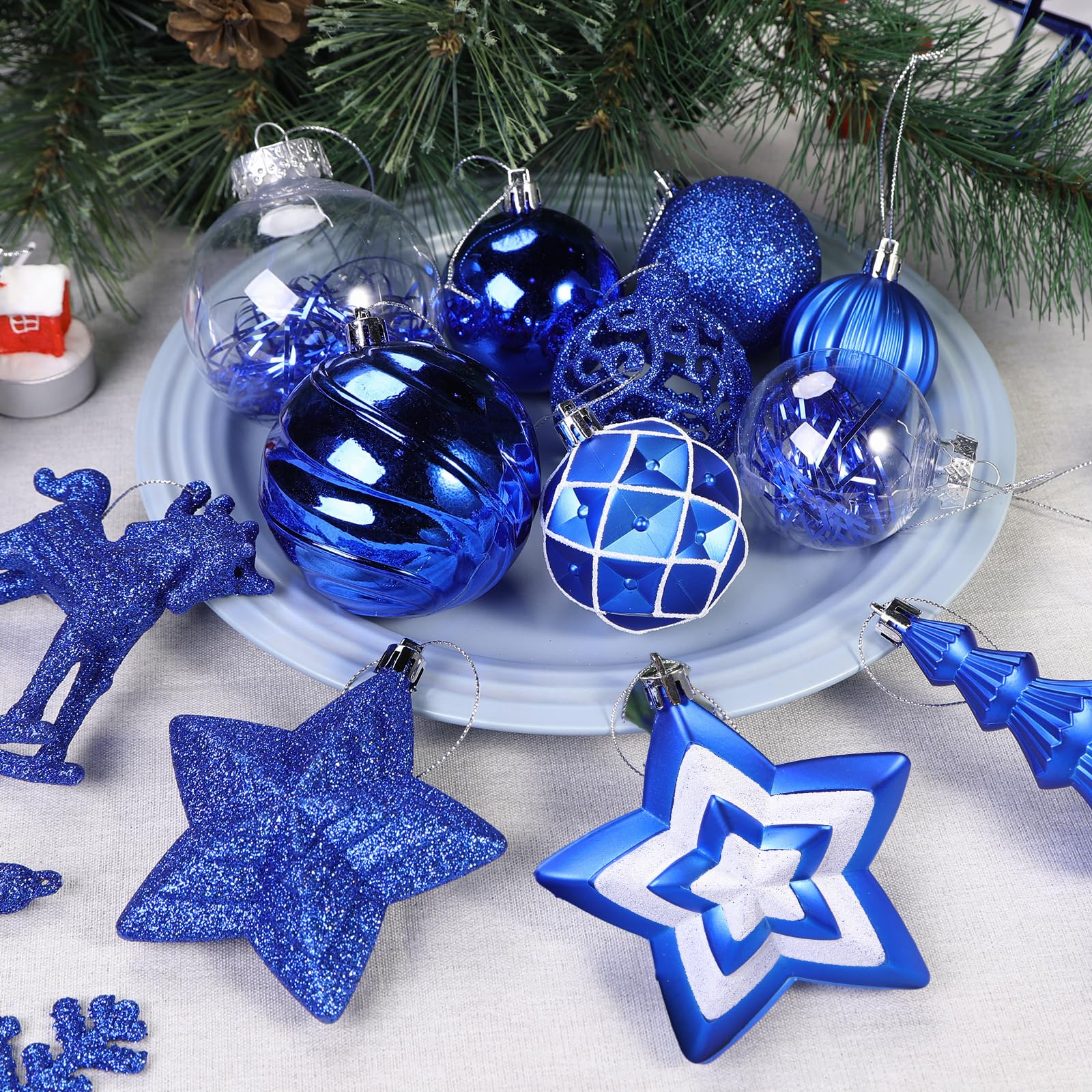 100pcs Blue Christmas Tree Decorations Ornaments Set - Image 3