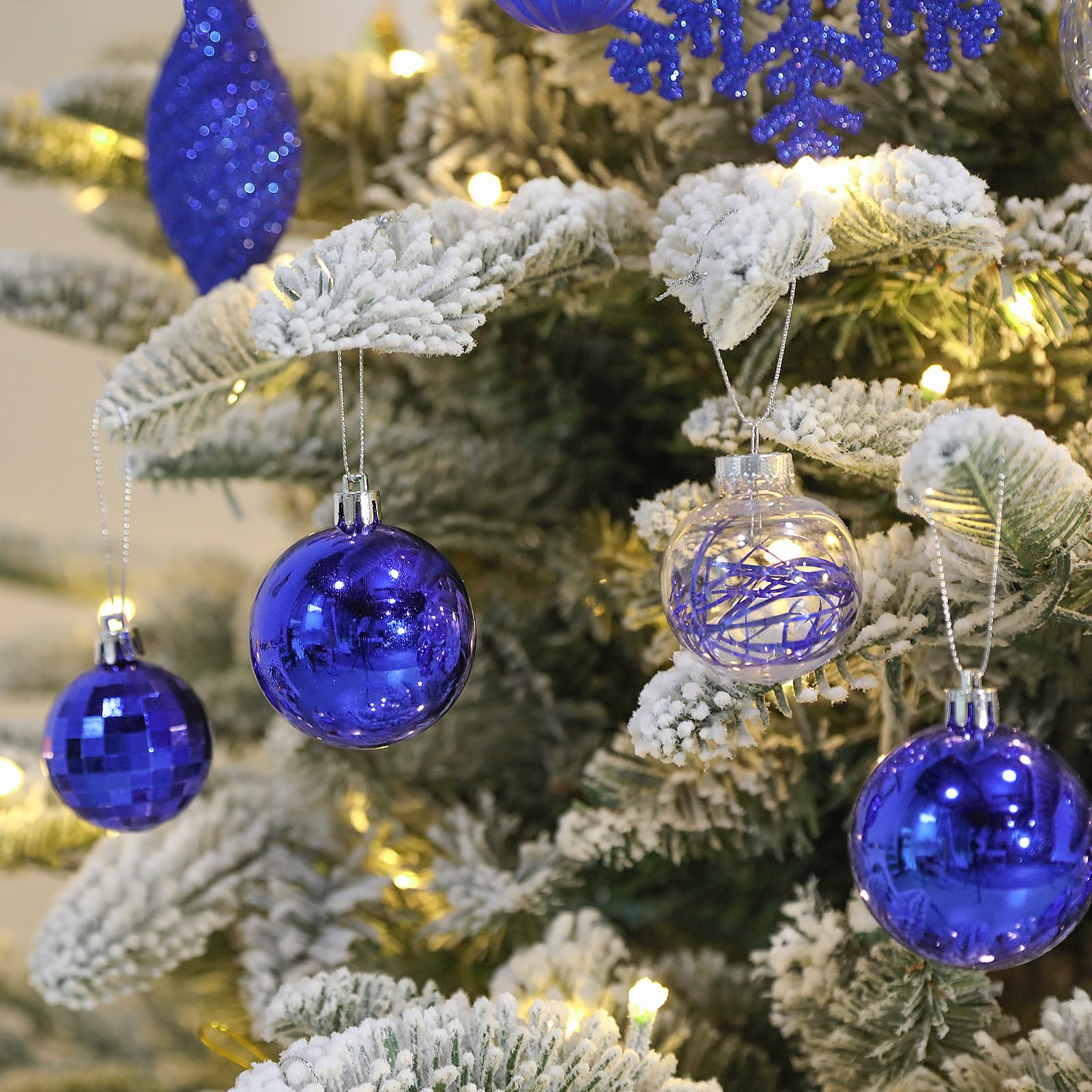 100pcs Blue Christmas Tree Decorations Ornaments Set - Image 4