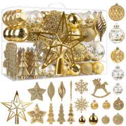 ✨ Luxury Gold Christmas Tree Ornament Set - 100 Pieces | Create Perfect Holiday Magic