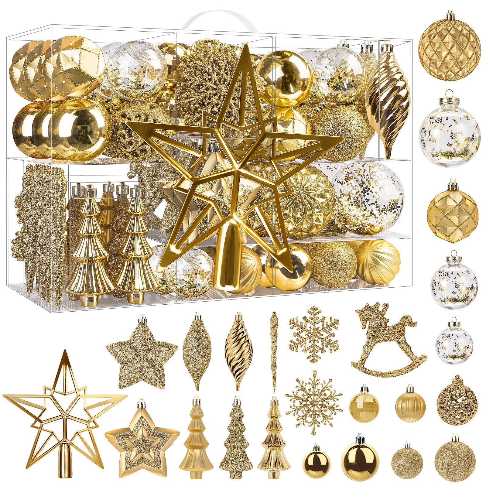 ✨ Luxury Gold Christmas Tree Ornament Set - 100 Pieces | Create Perfect Holiday Magic