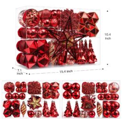 Alternative view of 100pcs Red Christmas Tree Decorations Ornaments Set