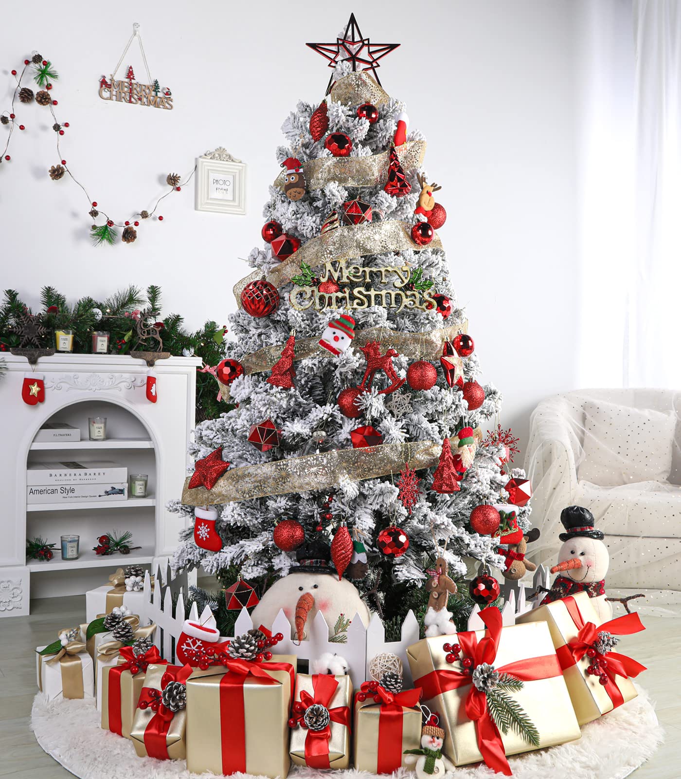 100pcs Red Christmas Tree Decorations Ornaments Set - Image 5