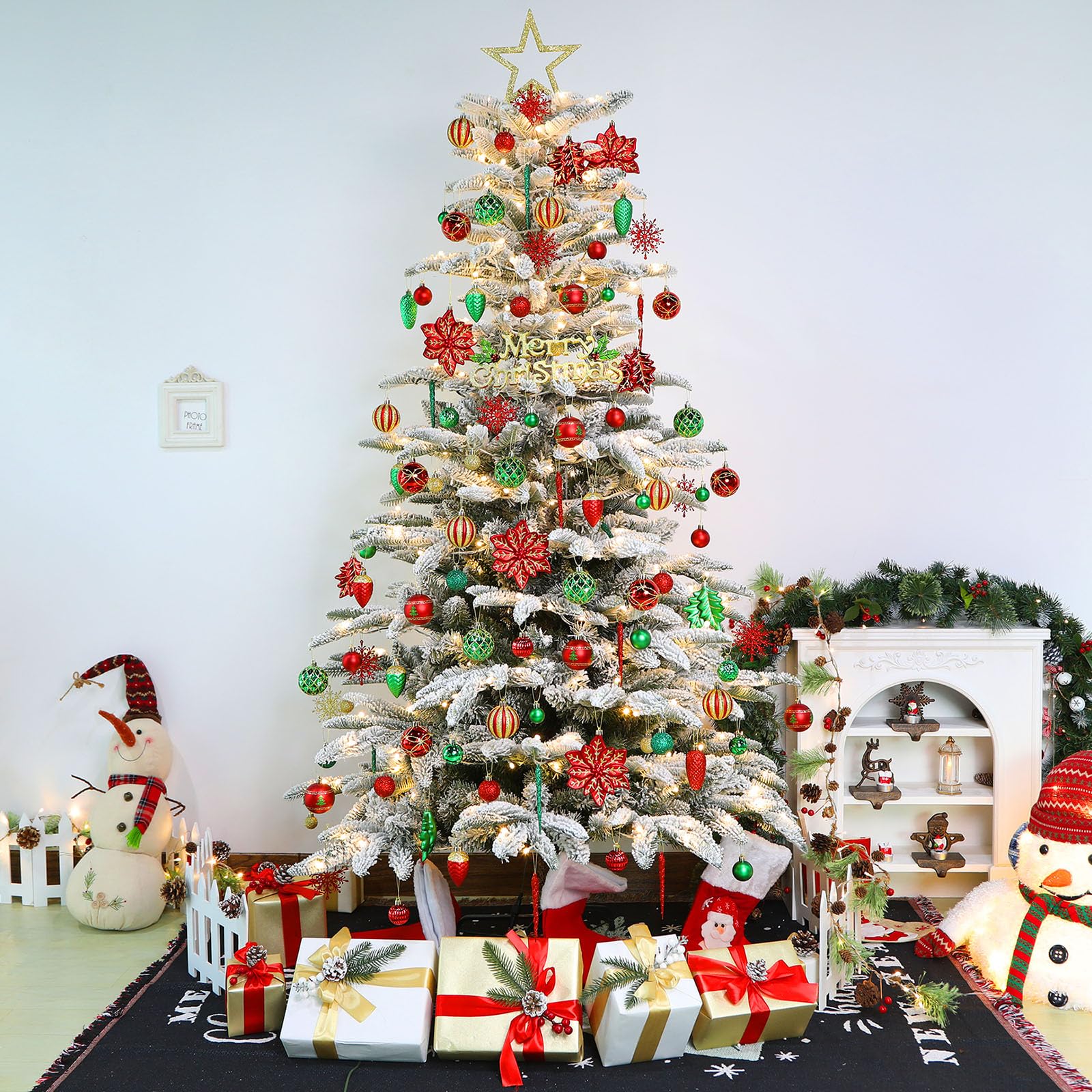 106PCS Red Green Gold Christmas Balls Ornaments Set, with Hanging Hooks - Image 6