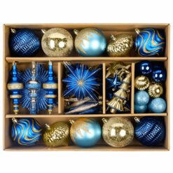 Alternative view of 80ct Blue and Gold Christmas Ball Ornament Set