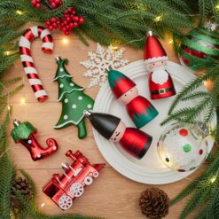 Alternative view of 80pcs Red Green & White Christmas Balls Ornaments Set with Hanging Strings