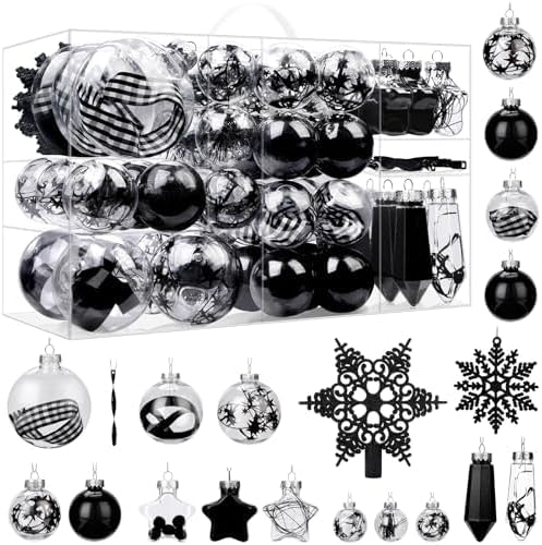 ILluminatedtrees 86PCS Black Christmas Tree Decoration Ball Set