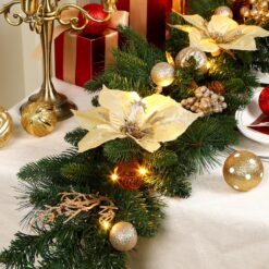 9FT Pine Cones Christmas Garland Decoration with Multi-Color LED Lights