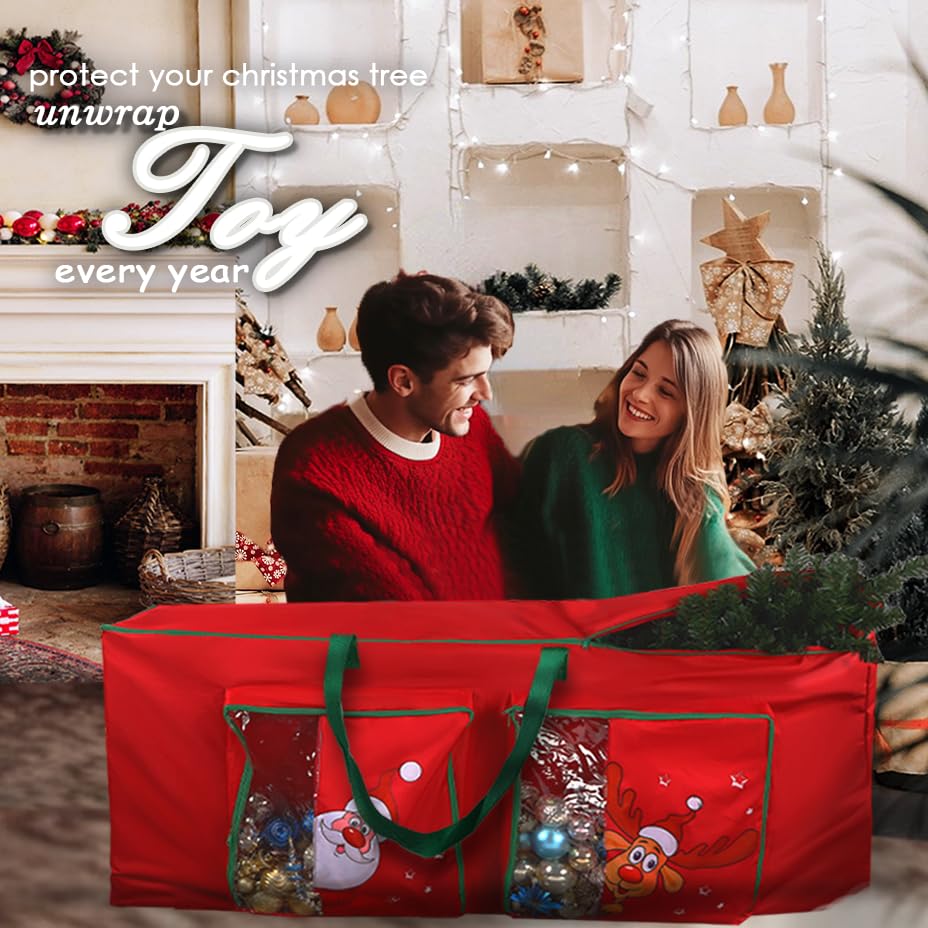 Funny Cute Santa Claus and Reindeer Print Christmas Trees Storage Bag - Image 4