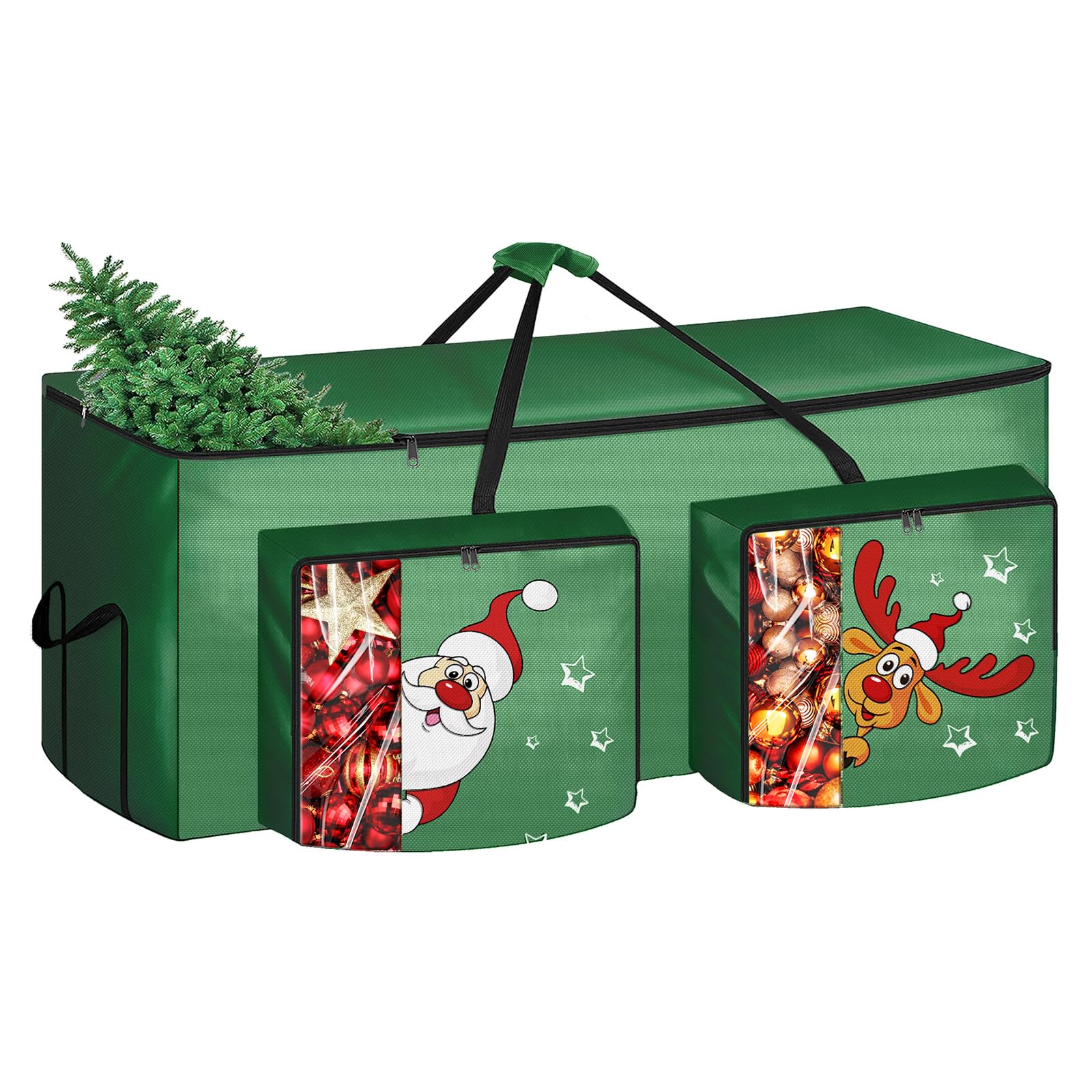 Funny Cute Santa Claus and Reindeer Print Christmas Trees Storage Bag - Image 11