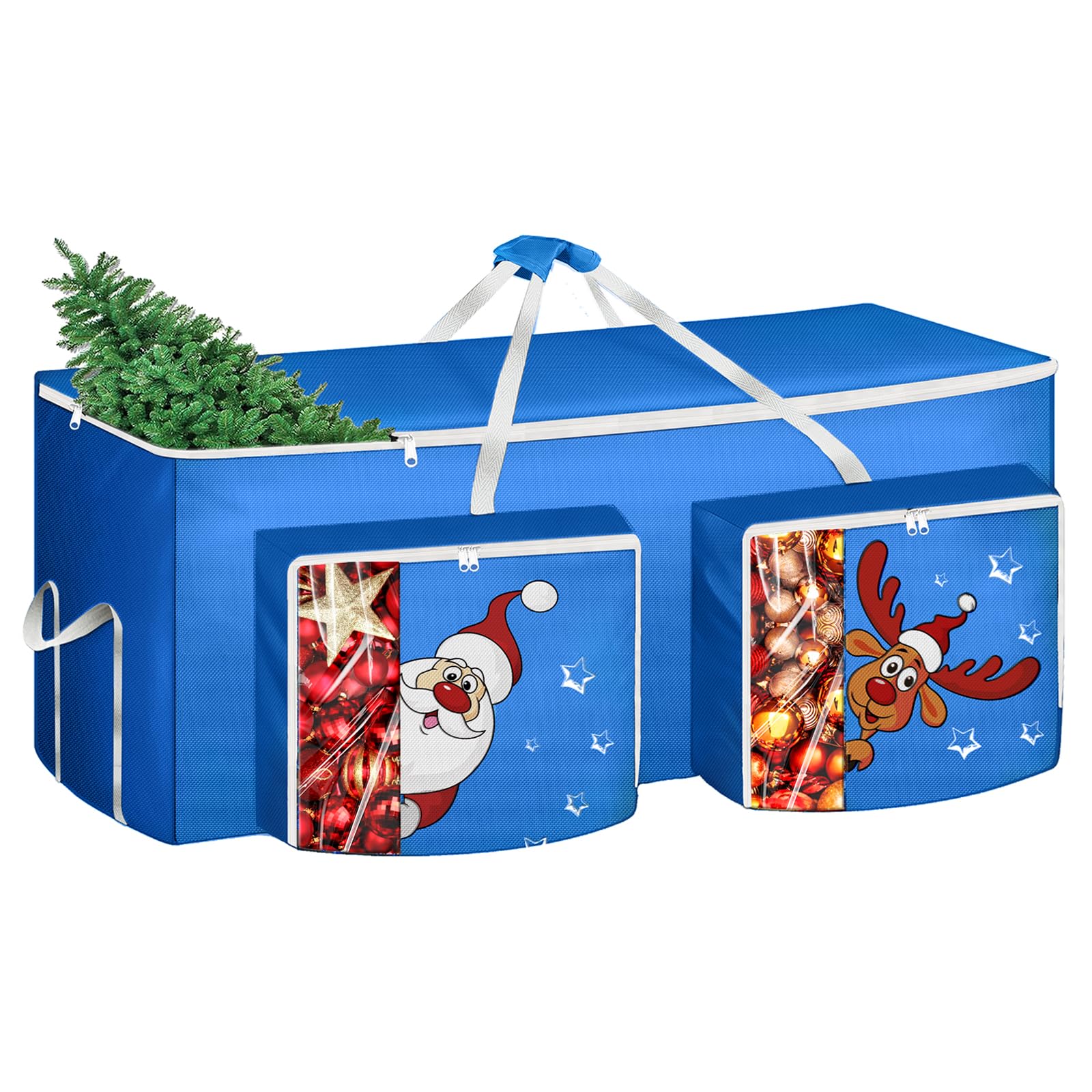 Funny Cute Santa Claus and Reindeer Print Christmas Trees Storage Bag - Image 12