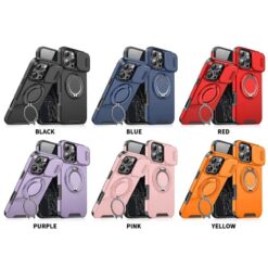 Case with Slide Camera Cover & Rotatable Ring Kickstand,  Grade Shockproof Protective Case for iPhone 11/12/13/14/15/16/17 Series