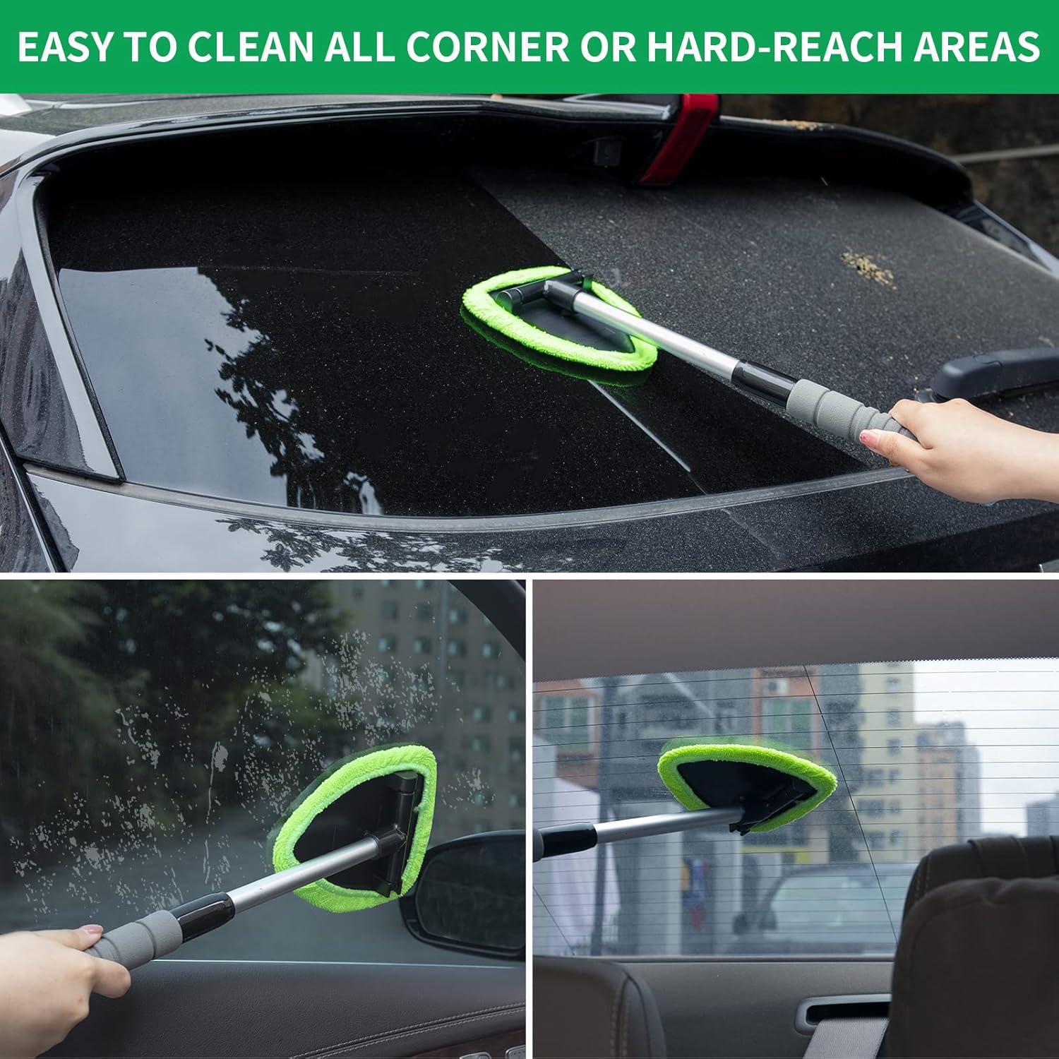Easy Defogging in Seconds👍Microfiber Windshield Cleaner with Extendable Handle - Image 2
