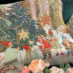 Alternative view of Christmas Eve Tapestry Throw Blanket Cozy Blanket with Vibrant Holiday Scene & Woven Detail