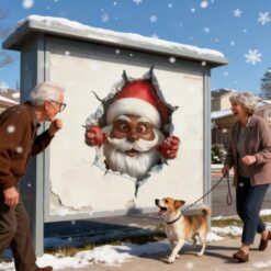 Alternative view of 💥🎁"Santa's Breaking In!" 🎅🏿🎅Creative Christmas Wall Stickers